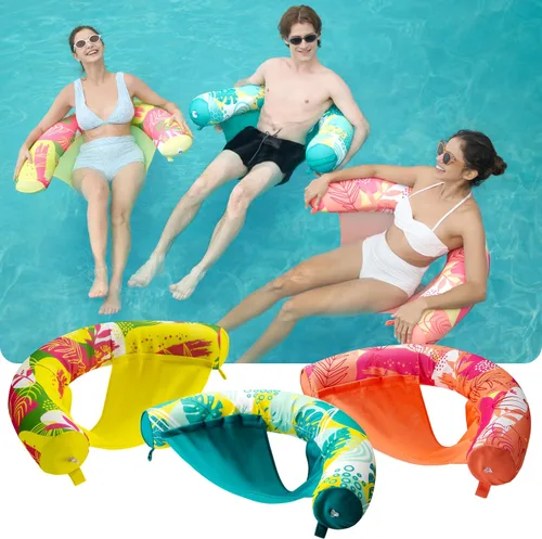 Vista 2 de SLOOSH Inflatable Pool Noodle Chair, 3 Packs Pool Floats Noodle Sling Floatie, Swimming Party Floating Chair for Adult Party Summer Water Fun