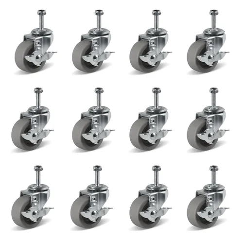 Vista 24 de Ruedas resistentes de 3 pulgadas, ruedas giratorias con frenos, ruedas de placa con rueda de goma para muebles, plataforma, camión, carrito