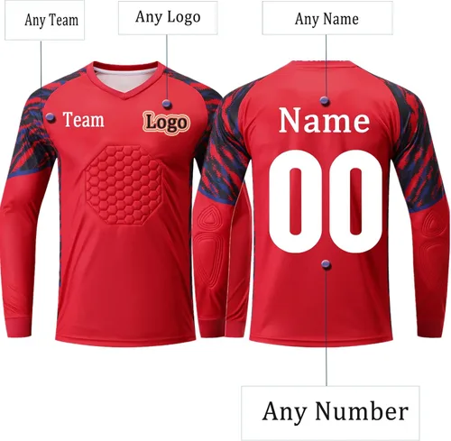 Vista 3 de Camiseta de portero personalizada Camiseta de portero de entrenamiento de fútbol deportivo Casavisitante Jersey de portero de fútbol Nombre