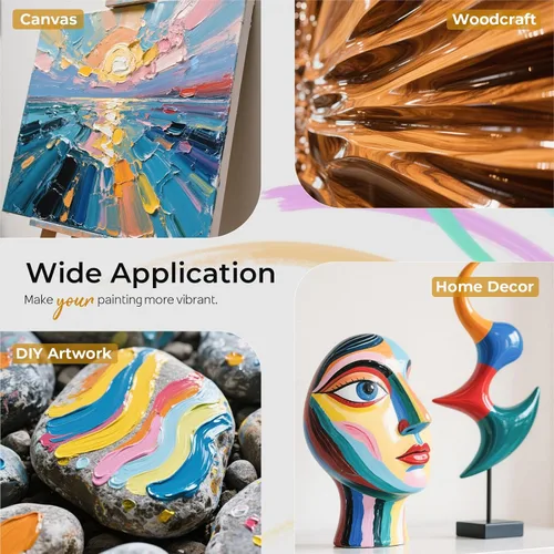 Vista 5 de Nicpro Barniz Brillante para Pintura Acrílica 4oz, Sin Amarilleamiento, No Tóxico, Anti-Agrietamiento, Barniz Acrílico Transparente para Artistas