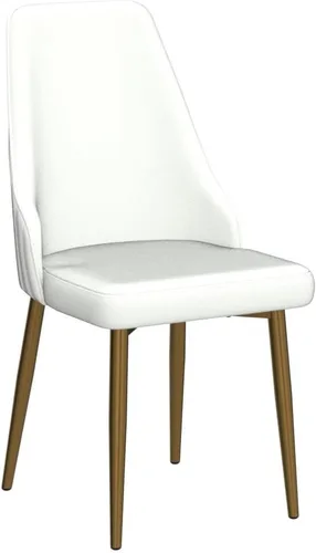 Vista 4 de Montary Juego de 2 sillas de comedor, modernas sillas de piel sintética color blanco crema con patas de metal dorado y respaldo ergonómico para sala