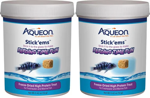 Vista 14 de Aqueon Stick'ems - Golosinas de pescado para mascotas liofilizadas que aumentan el color, 0.42 onzas