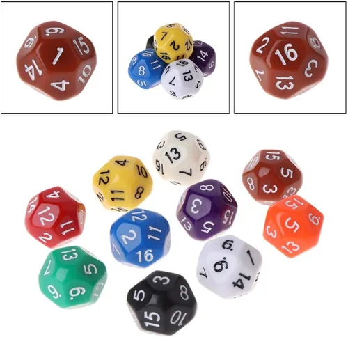 Vista 3 de Juego de 10 dados poliédricos D16 para Calabozos y Dragones de 16 caras