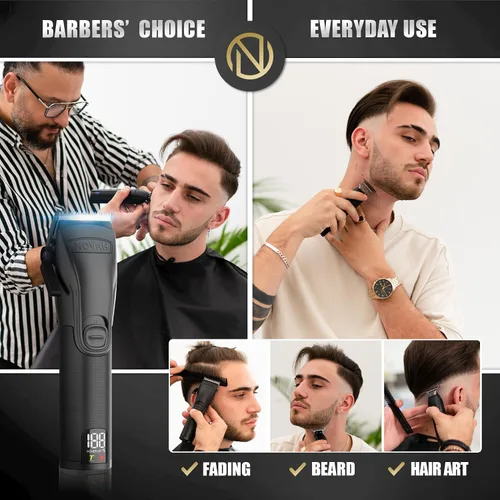 Vista 3 de Novah Cortadoras de Cabello Profesionales para Hombres, Cortadoras de Peluquero Profesionales, Cortadora de Cabello Eléctrica Inalámbrica