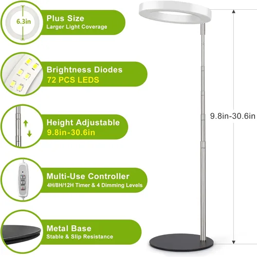 Vista 3 de LORDEM Luz de crecimiento, luz LED para plantas de interior, lámpara de crecimiento de escritorio de espectro completo con temporizador automático