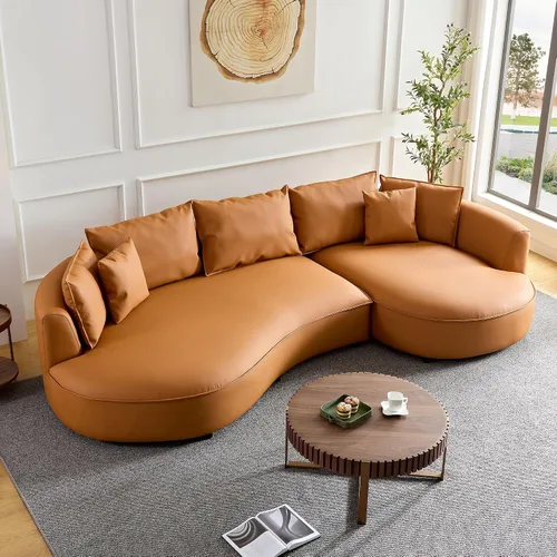 Vista 31 de Sofá Seccional Curvo de 106 pulgadas Sofá de Esponja con Chaise Lounge para Sala de Estar, Sofá Seccional Moderno en Forma de L, Sin Estructura