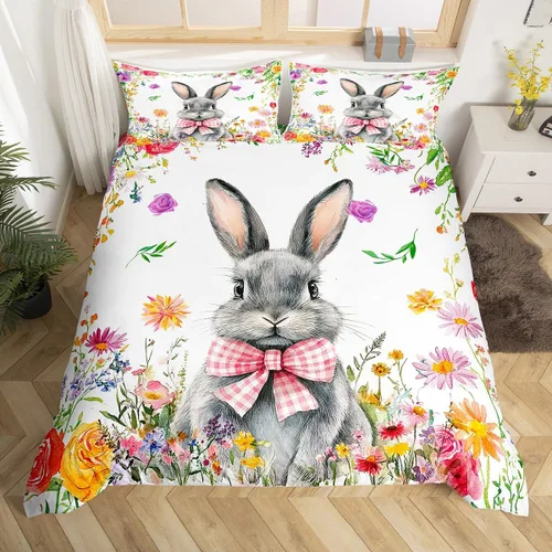 Vista 35 de Erosebridal Juego de funda de edredón de Pascua de conejos, tamaño Color 01