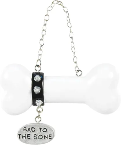 Vista 2 de Adorno de Navidad personalizado para perros 2025 – Bad to The Bone – Recuerdo personalizado para mascotas – Nuevo adorno para cachorros – Primera