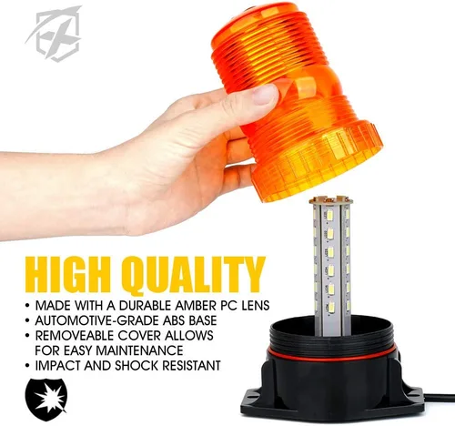 Vista 3 de Xprite Luz LED ámbar para carretilla elevadora, luz de advertencia de seguridad, luces estroboscópicas intermitentes con encendedor de cigarrillos