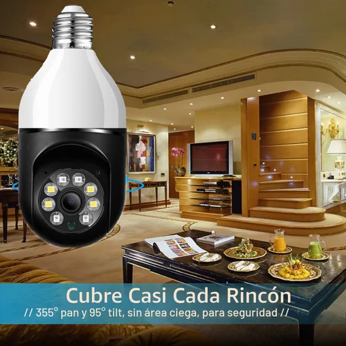 Vista 3 de Cámara de bombilla, cámaras de seguridad para el hogar 5G, cámara PTZ WiFi con conector de bombilla E27, audio bidireccional