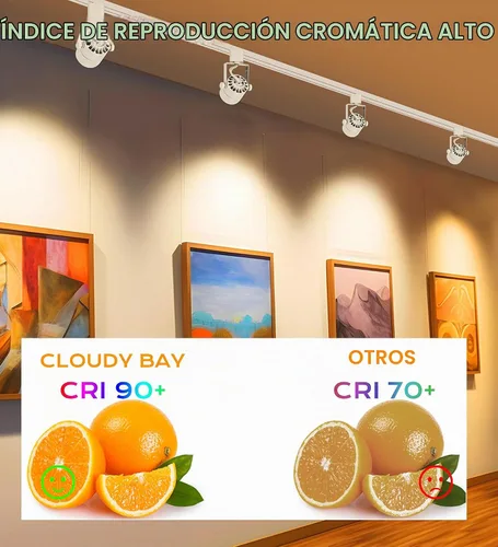 Vista 7 de CLOUDY BAY - Cabezal de luz LED regulable de 8W 3000K blanco cálido para riel, CRI90+ reproducción del color verdadero, ángulo de inclinación 3000k