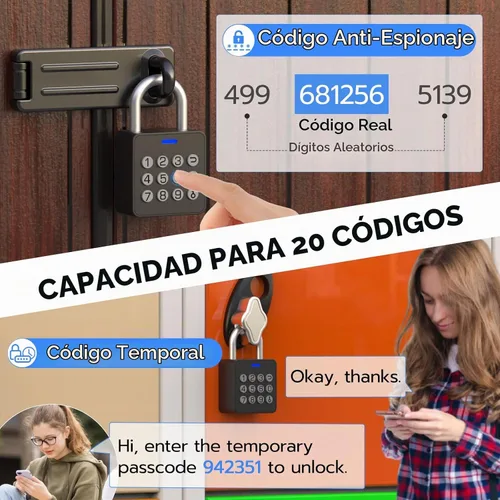 Vista 4 de Cerradura de combinación para casillero, teclado de 9 dígitos y cerradura
