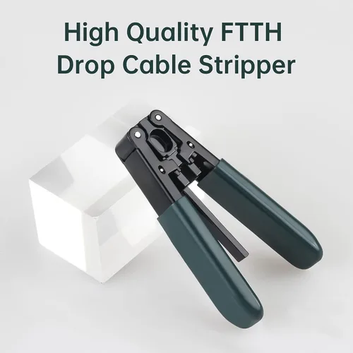 Vista 5 de Pelacables de descenso de fibra óptica para cables de caída FTTH de 0.118 in x 0.079 in, alicates de pelado para cable óptico aislado de goma