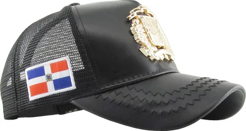 Vista 3 de Gorra de camionero ajustable con insignia dorada de República Dominicana