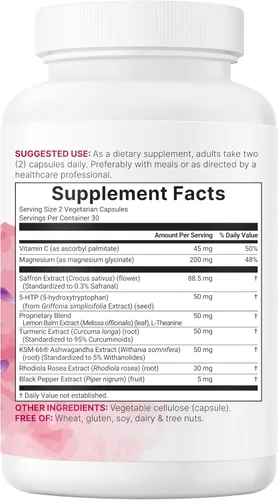 Vista 6 de Micro Ingredients Saffron+ Advanced Supplements, 60 cápsulas vegetarianas – 10 en 1 con extracto de azafrán, vitamina C soluble en grasa de alta