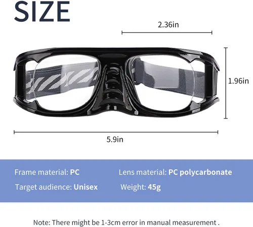 Vista 2 de SooGree Gafas deportivas de racquetbol, baloncesto, fútbol, fútbol, gafas protectoras, lentes de seguridad, lentes reemplazables