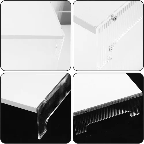 Vista 7 de SEWACC Soporte elevador de monitor acrílico con patas para almacenamiento de computadora y portátil, organizador de escritorio para reducir
