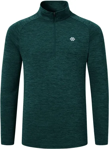 Vista 2 de MoFiz Camiseta polo de manga larga con media cremallera para hombre, de secado rápido, protección solar UPF 50+, para senderismo, pesca, deportes