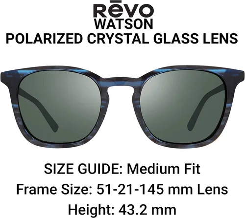 Vista 2 de Revo Gafas de sol Watson lente de cristal polarizado con marco de puente rectangular