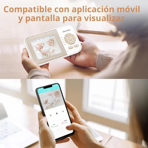 Vista 4 de ebemate Cámara de Monitoreo de Bebé con Video, Cámara de Monitoreo de Audio de Comunicación Bidireccional con Canciones de Cuna Monitoreo de Bebé