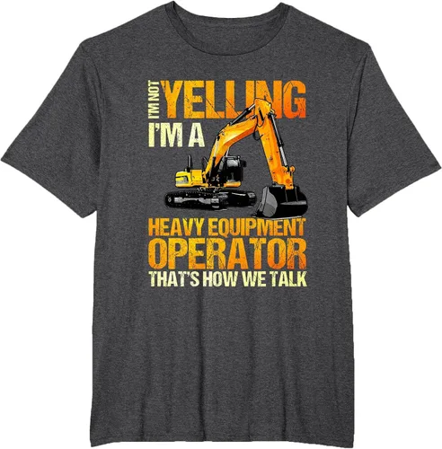 Vista 29 de Camiseta de la retroexcavadora de la construcción del operador del equipo pesado Asphalt Grey