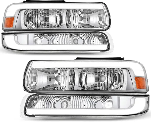 Vista 11 de AUTOSAVER88 - Conjunto de faros delanteros compatible con Chevy Silverado 99-02, color negro También compatible con Chevy Suburban/Tahoe