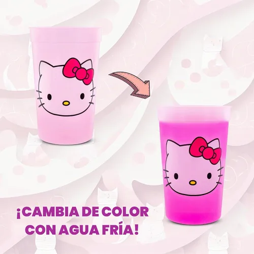 Vista 2 de Silver Buffalo Sanrio Hello Kitty Cambio de color, juego de vasos