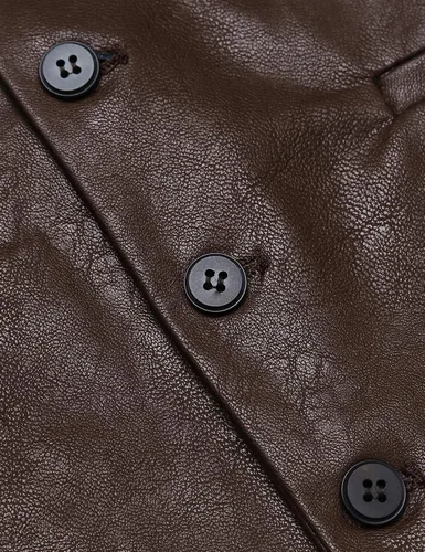 Vista 6 de COOFANDY Chaleco de cuero para hombre estilo casual estilo occidental ligero con cuello en V chaleco