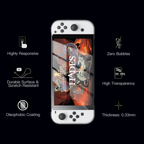 Vista 2 de MAEXUS Switch OLED, protector de pantalla de vidrio templado, protector de pantalla transparente HD para Nintendo Switch OLED, antihuellas