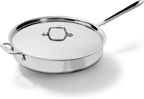 Vista 11 de All-Clad D3 Sartén Salteadora de Acero Inoxidable de 3 Capas con Tapa y Mango 3 Cuartos, Inducción, Apto para Horno y Parrilla 600F