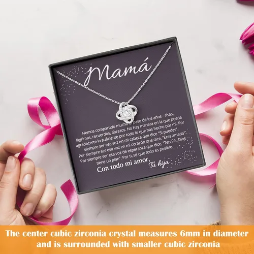 Vista 2 de Collar de nudo de amor Mama te quiero regalos para madre joyería para mamá en español collares españoles para mujer regalos familiares españoles