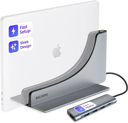 Vista 9 de Base de acoplamiento para MacBook Pro de 13, 15, 16 pulgadas, conexión con dos puertos Thunderbolt 4 USB-C, concentrador de estación de acoplamiento