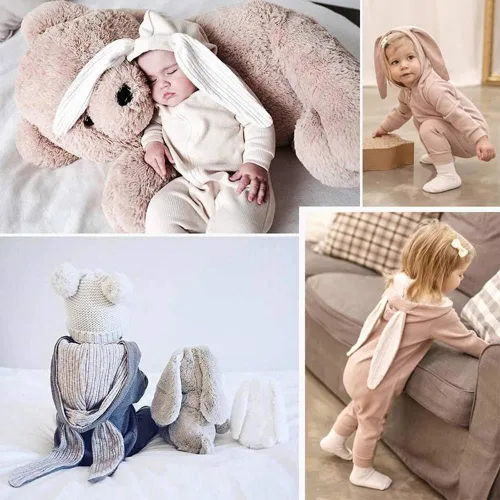 Vista 2 de Mameluco de manga larga con capucha para bebés y niños y niñas
