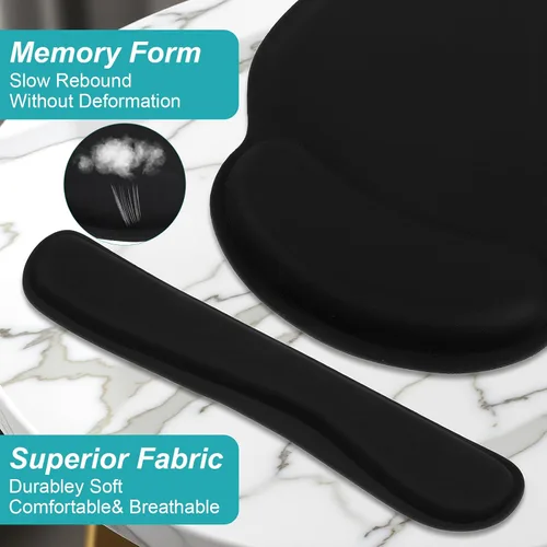 Vista 5 de Juego de 8 almohadillas ergonómicas para mouse y reposamuñecas para teclado, soporte de espuma viscoelástica para escribir cómodamente, accesorios