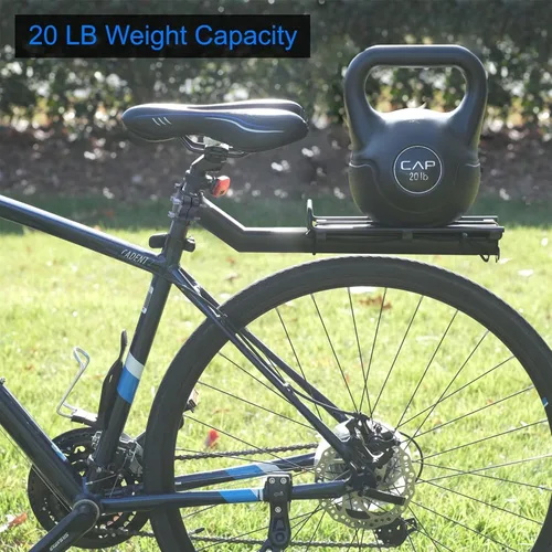 Vista 3 de Lumintrail Portaequipajes de bicicleta con capacidad de peso de 20 libras para bolsas de maletero y asa de liberación rápida