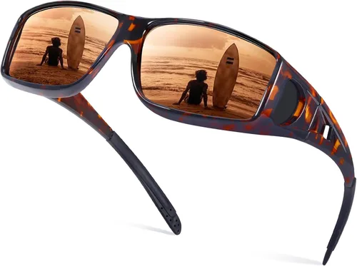 Vista 10 de IGnaef Fit Over Glasses Sunglasses for Men Women C01 Azul Azul Espejo