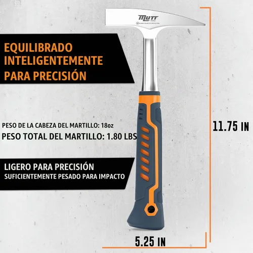 Vista 5 de Mutt Tools - Martillo de chapa metálica de 18 onzas para HVAC
