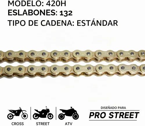 Vista 2 de Cadena de motocicleta 420H 132 eslabones sin junta tórica con enlace maestro de conexión, cadena de transmisión resistente para motocicleta