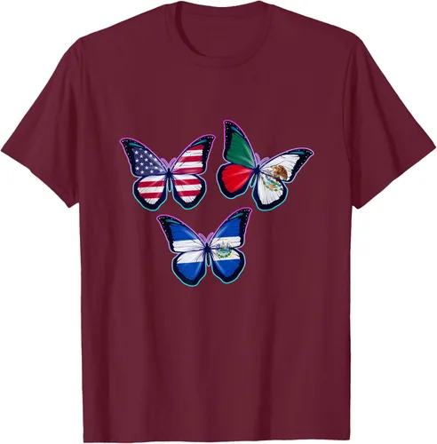 Vista 17 de Multiculti Heritage. Camiseta El Salvador México y Estados Unidos