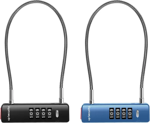 Vista 10 de Candado de cable con código, cerradura de combinación de 4 dígitos para puerta de valla al aire libre, equipaje de viaje, candado combinado