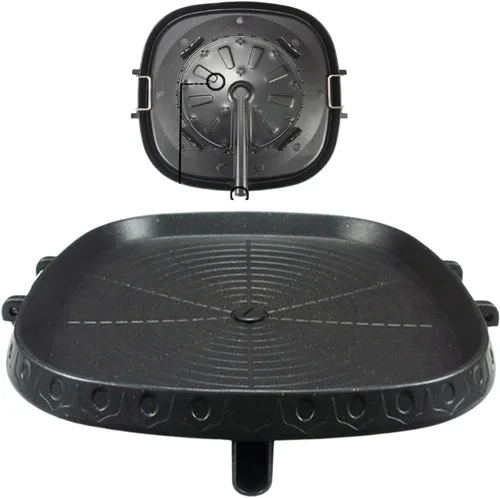 Vista 5 de Sartén cuadrada de estilo coreano con superficie recubierta de Maifan, placa antiadherente sin humo para barbacoa interior y exterior