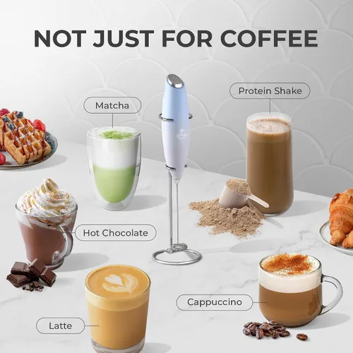 Vista 400 de Zulay Milk Boss Espumador de leche potente manual, hace espuma para latte, batidor para mezclar bebidas, café, miniespumador para capuchino, frappé