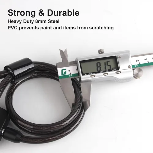 Vista 2 de Venzio Candado eléctrico para scooter con acero Q235 de 2.62 pies x 0.315 in (0.31 pulgadas), cerradura de bicicleta antirrobo resistente y llaves