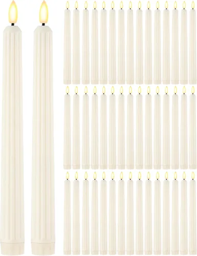 Vista 12 de Funtery 48 velas LED sin llama, marfil, 8 pulgadas, estilo compacto