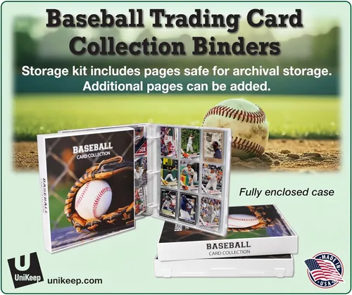Vista 3 de UniKeep Carpeta de colección de tarjetas coleccionables con temática de béisbol con páginas de tarjetas intercambiables. La carpeta/estuche está