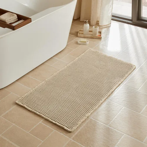 Vista 22 de Triohero Tapete de baño con diseño de gofre, tapete de baño pequeño y bohemio, antideslizante, lavable, ultra suave, súper absorbente, de secado