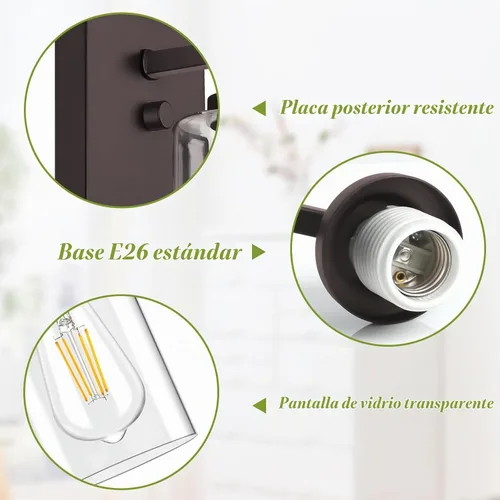 Vista 3 de VerRon Juego de 2 apliques de pared para baño, lámparas modernas de tocador, faroles de montaje de bronce cepillado al óleo, luces de pared