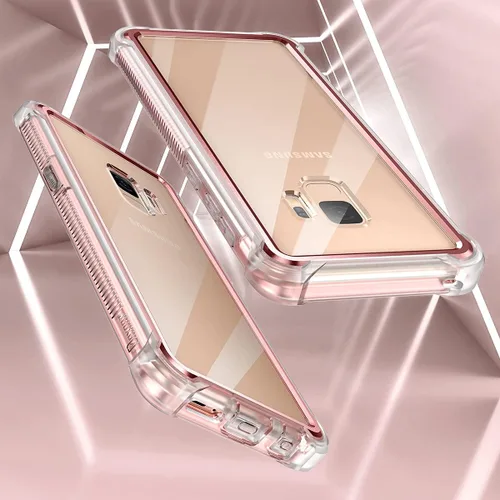 Vista 8 de Dexnor Funda compatible con Samsung Galaxy S9 con protector de pantalla, marco galvanizado, cubierta trasera transparente, resistente 360, cuerpo