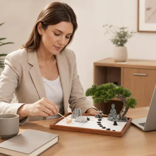 Vista 7 de dgudgu Zen Garden Kit - Mini Jardin Zen Garden para escritorio con accesorios en forma de Buda, 14 x 10 pulgadas