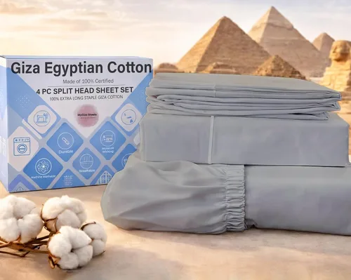 Vista 37 de MyGiza Sheets, Juego de sábanas 100% de algodón egipcio Giza, tamaño individual, para adaptarse a colchones de hasta 15 pulgadas de profundidad